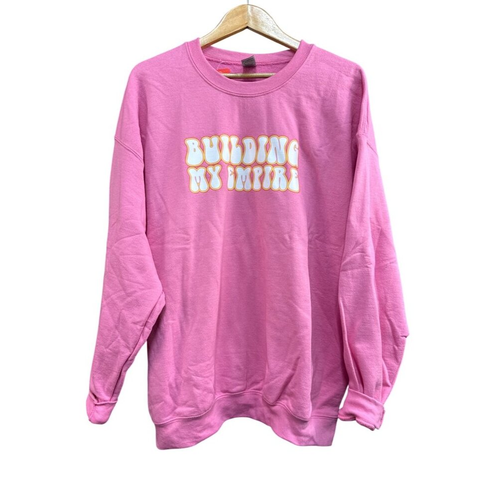 Building My Empire Pink Graphic Crewneck Sweatshirt NEW XL